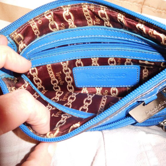 TIGNANELLO blue leather small crossbody purse PEBBLED LEATHER - Picture 11 of 15